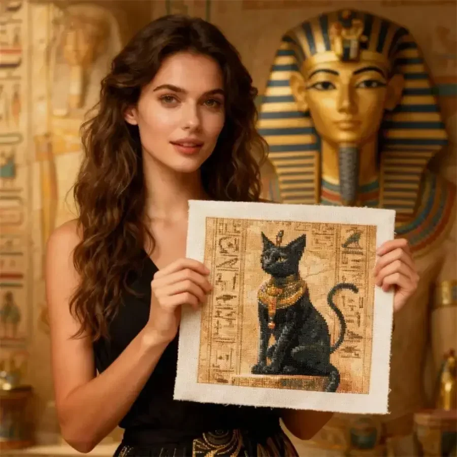 Embroidery In Egypt - Starożytny Egipt kot Nowy Styl DIY