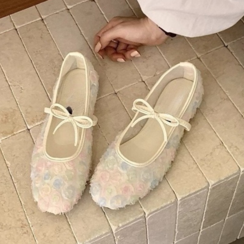 Embroidery Flat Shoes - Delikatne Nowe Chińskie Różane Siateczkowe Baleriny