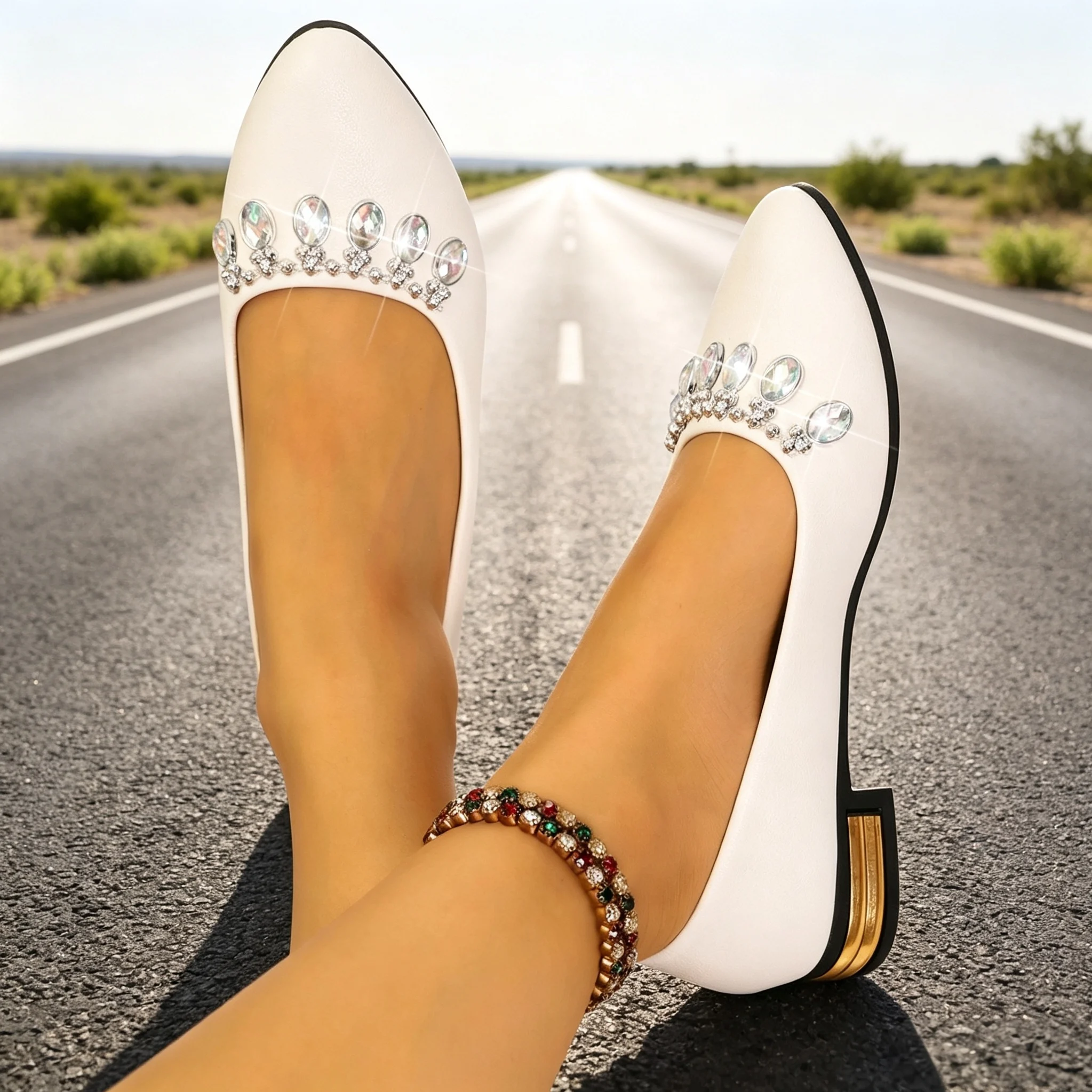 Damskie baleriny z ostrym nosk – Embroidery Flat Shoes recenzja i cena