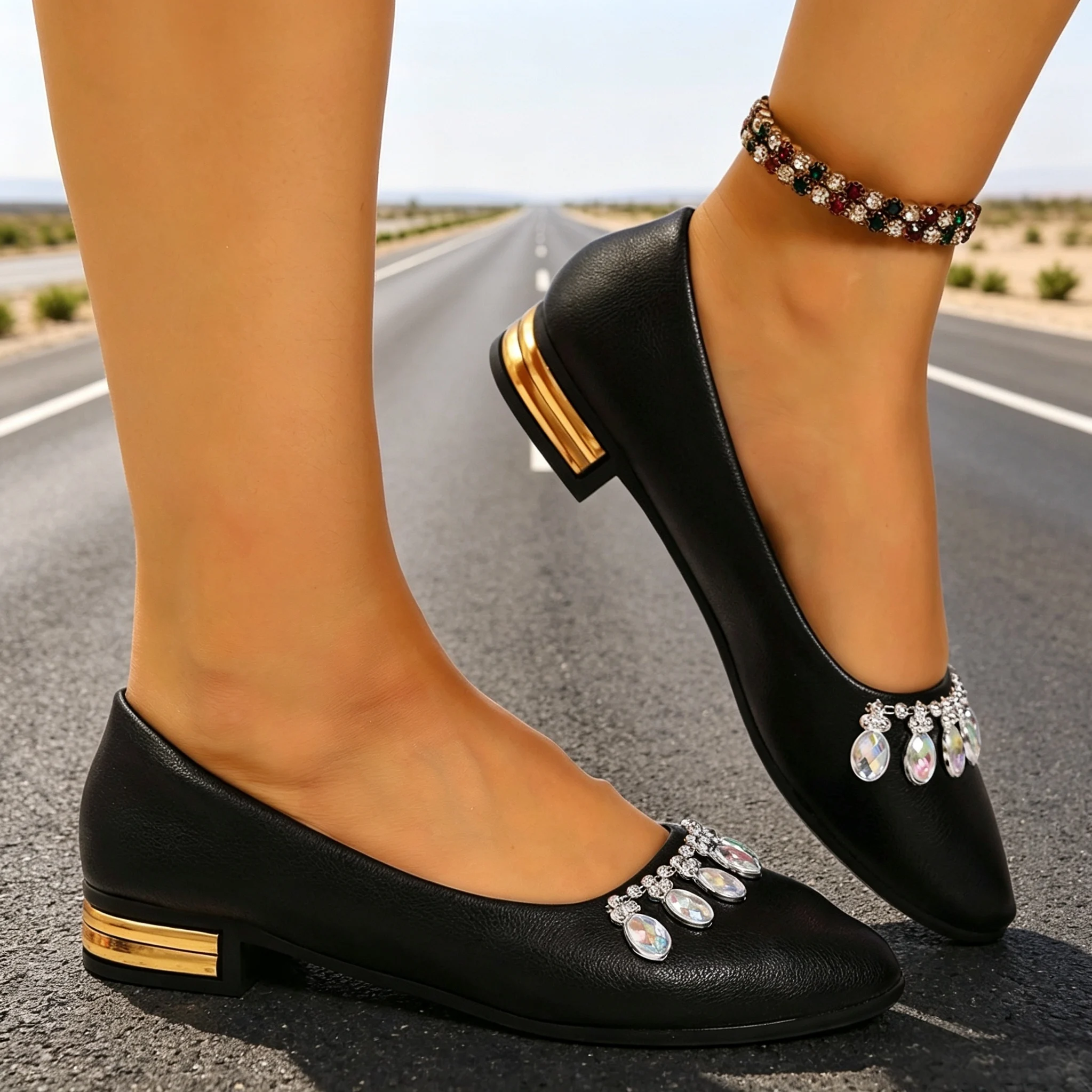 Damskie baleriny z ostrym nosk – Embroidery Flat Shoes recenzja i cena